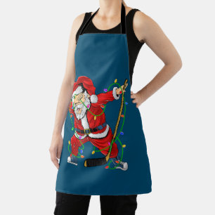 Merry Christmas Ice Hockey Dabbing Santa Claus Apron
