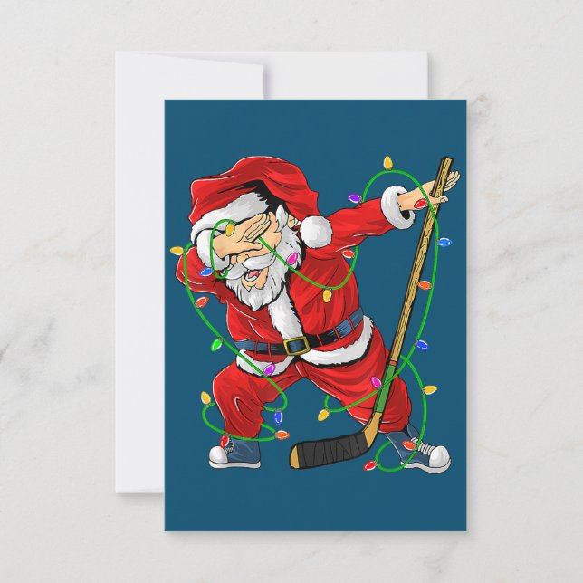 Merry Christmas Ice Hockey Dabbing Santa Claus Thank You Card (Front)