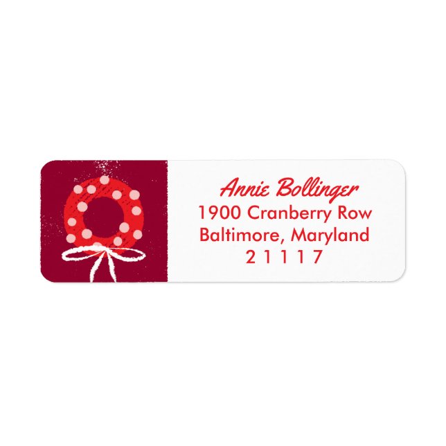 Merry Christmas Icons Wreath Return Address Label (Front)