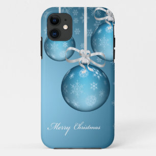 merry christmas icy blue lovely xmas balls iPhone 11 case