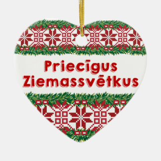 Merry Christmas II Priecīgus Ziemassvētkus Ceramic Ornament