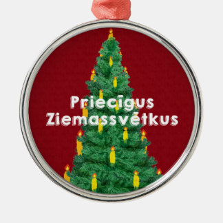 Merry Christmas III Priecīgus Ziemassvētkus Metal Ornament