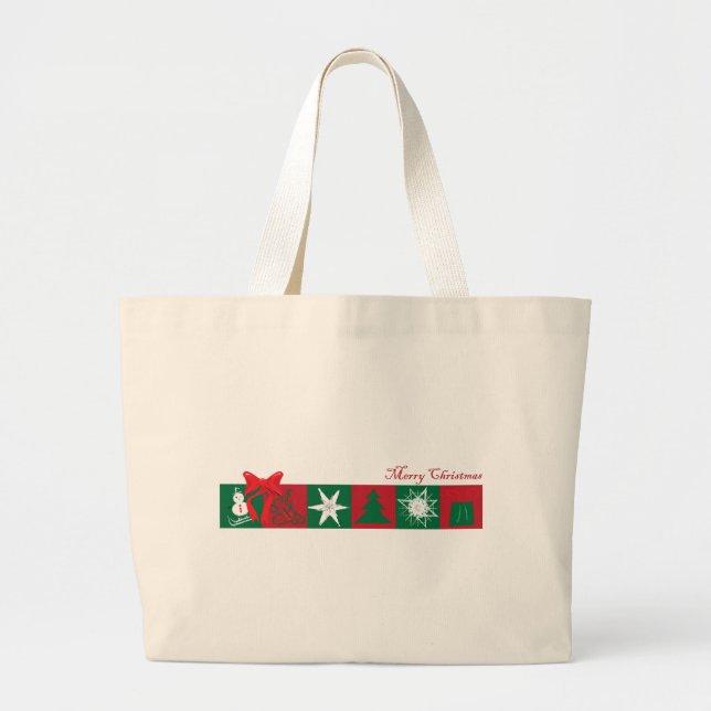 Merry Christmas illustartion Large Tote Bag (Front)