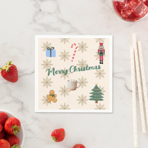 Merry Christmas Illustration Napkin