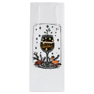 Merry Christmas in a Wine Glass  Gift Bag