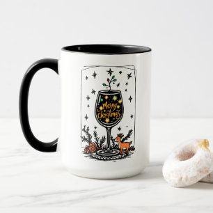 Merry Christmas in a Wine Glass  Mug