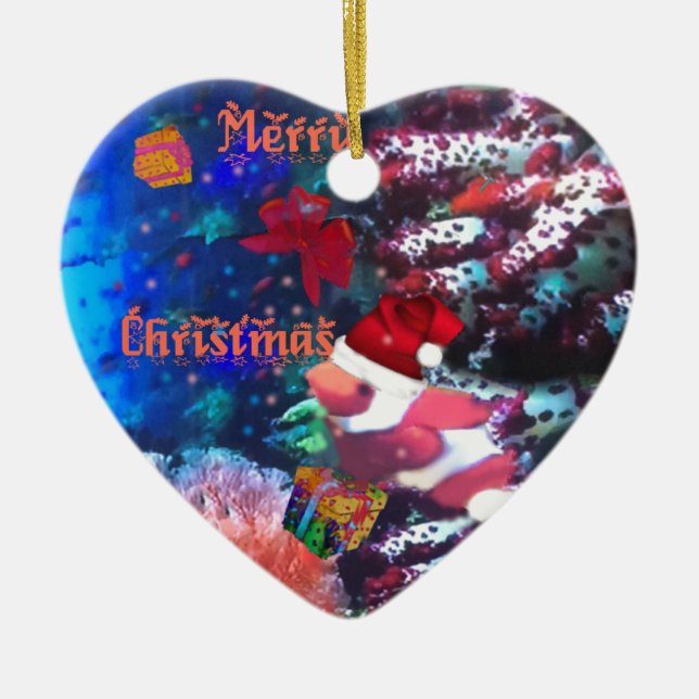 Merry Christmas in aquarium Ceramic Ornament (Front)