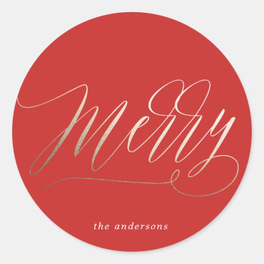 Merry Christmas in Bold Red Sticker Seal