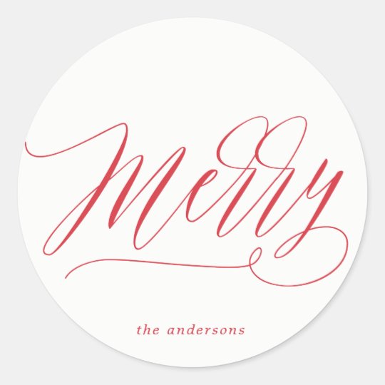 Merry Christmas in Bold Red Sticker Seal