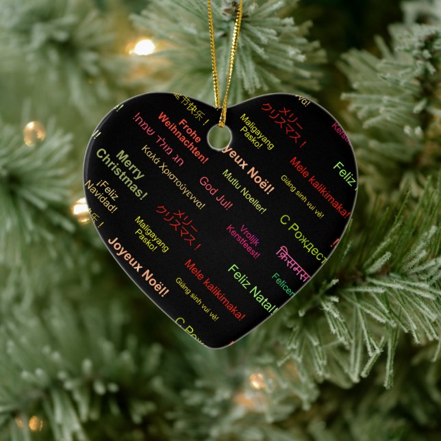 Merry Christmas in Different World Languages Ceramic Ornament (Tree)