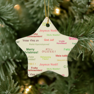 Merry Christmas in Different World Languages Ceramic Ornament