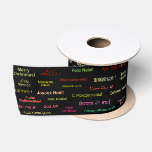 Merry Christmas in Different World Languages Satin Ribbon