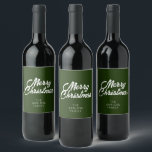 Merry Christmas in Forest/Dark Green Wine Label<br><div class="desc">A minimal and simple type design for the Christmas holiday!</div>
