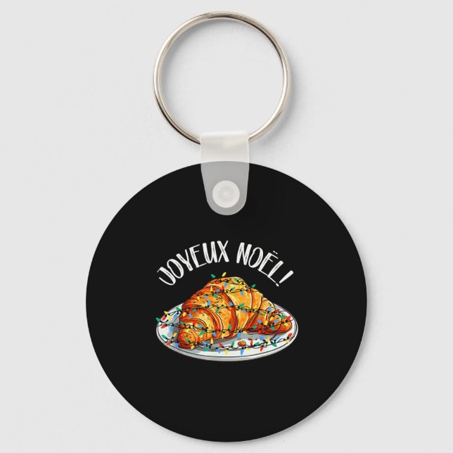 Merry Christmas In French _ Croissant Joyeux Noel  Keychain (Front)