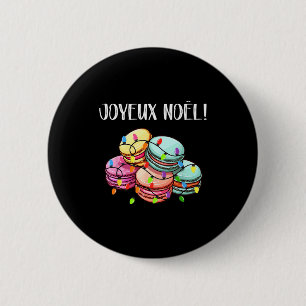 Merry Christmas In French _ Macarons Joyeux Noel  2 Inch Round Button