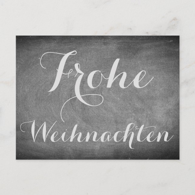 Merry Christmas in German Chalkboard Typography Holiday Postcard (Front)