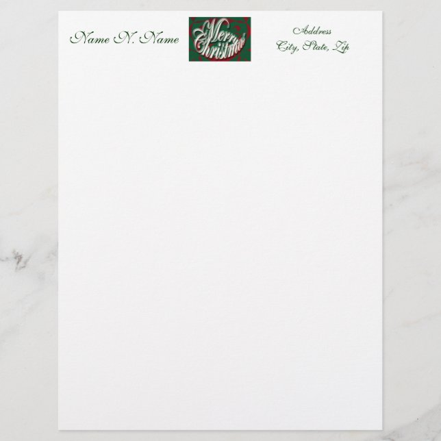 Merry Christmas in Green Letterhead (Front)