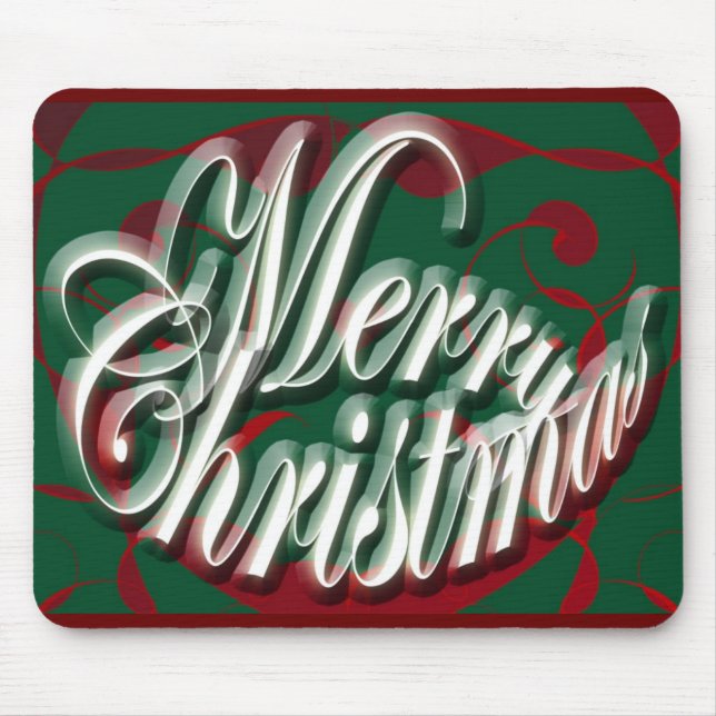 Merry Christmas in Green Mousepad (Front)