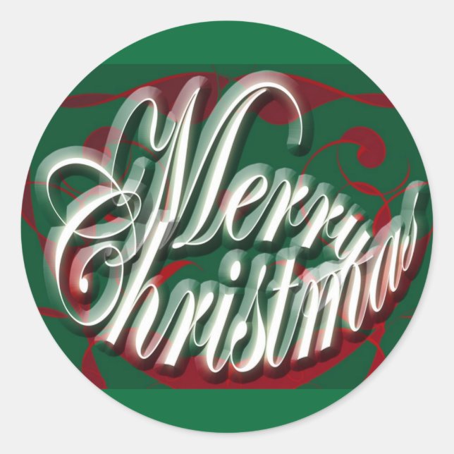 Merry Christmas in Green Stickers (Front)
