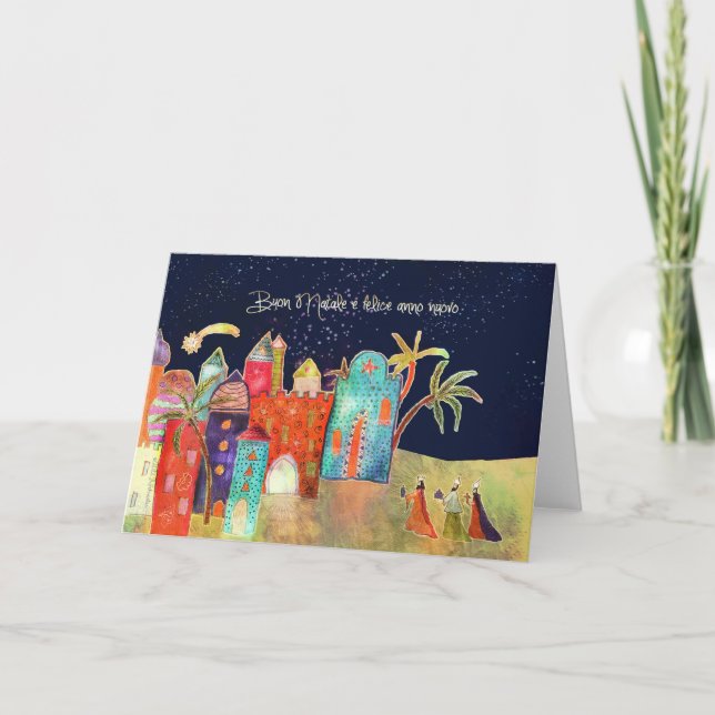 Merry Christmas in Italian, Buon natale Holiday Card (Front)