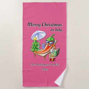 Merry Christmas in July Custom Family Summer Party Beach Towel