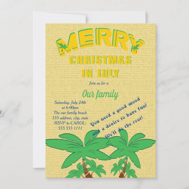 Merry Christmas in July party Invitation (Front)