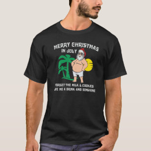 Merry Christmas In July Pool Party Santa Graphic T-Shirt