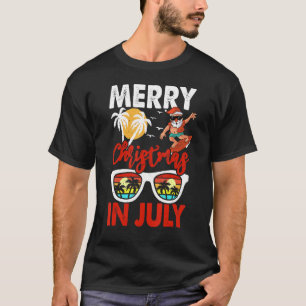 Merry Christmas In July Santa Hawaiian Summer Chri T-Shirt