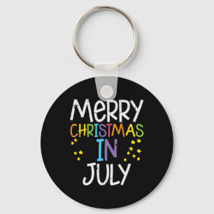 Merry Christmas In July Stars Summer Xmas Men Wome Keychain