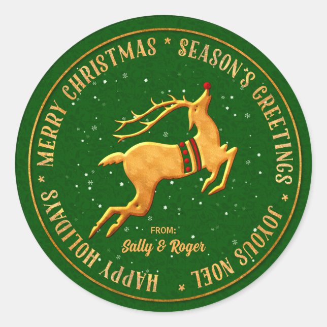 Merry Christmas in Multi Languages Classic Round Sticker (Front)