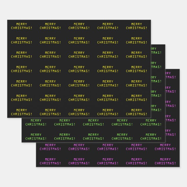 "MERRY CHRISTMAS!" in Nerdy Geeky Computer Text Wrapping Paper Sheet (Set)