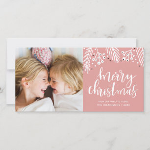 Merry Christmas in Pink Holiday Card