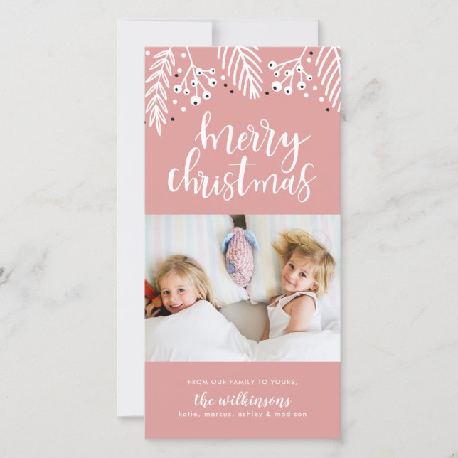 Merry Christmas in Pink Holiday Card (Front)