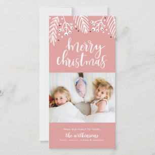 Merry Christmas in Pink Holiday Card