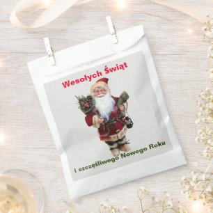 Merry Christmas in Polish Wesołych Świąt Gift Favour Bag