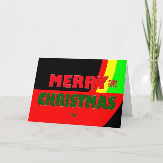 Merry Christmas in Rasta Colours Holiday Card (Front)