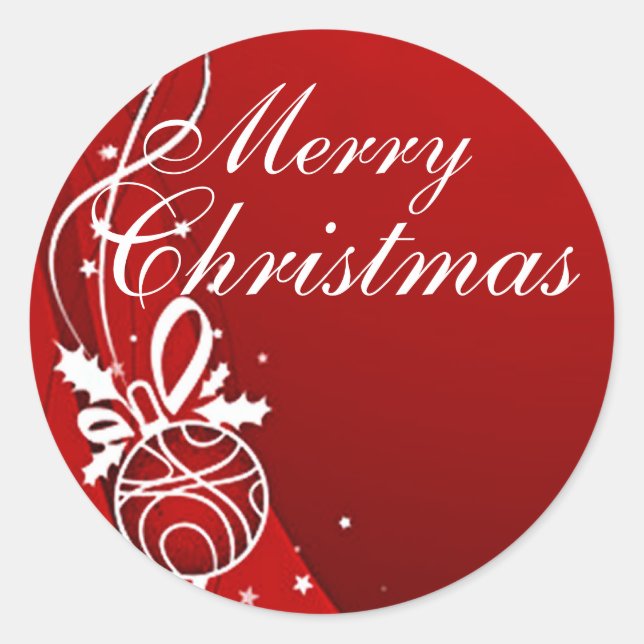 MERRY CHRISTMAS in RED by SHARON SHARPE Classic Round Sticker (Front)