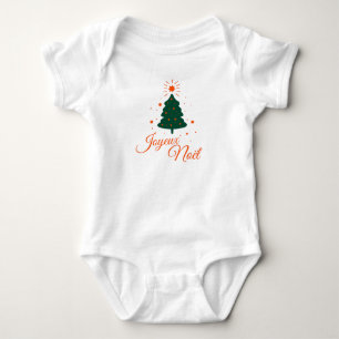 Merry Christmas in red: classic fir tree and cheer Baby Bodysuit