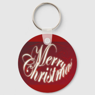 Merry Christmas in Red Keychain
