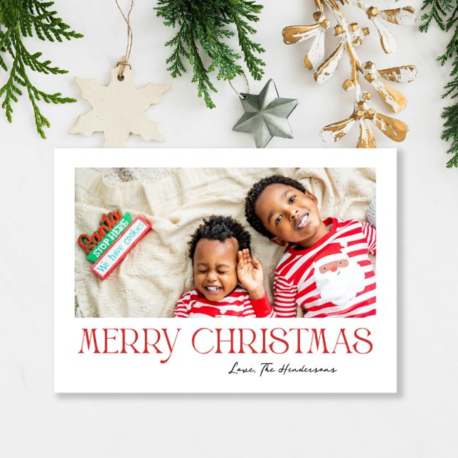 Merry Christmas in Red - minimalist photo card (Creator Uploaded)
