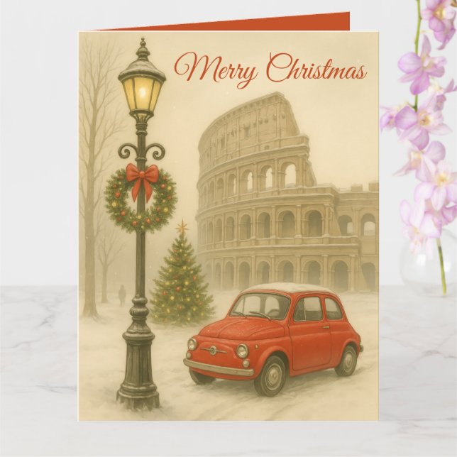 Merry Christmas in Rome Custom Holiday Card (Orchid)