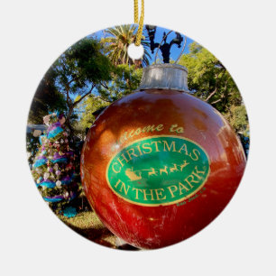 Merry Christmas in the Park Ceramic Ornament