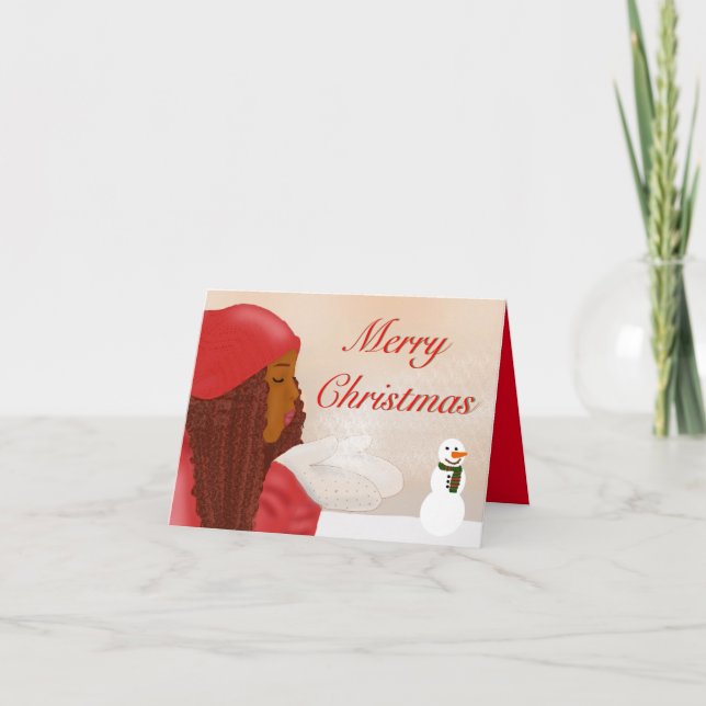 Merry Christmas in the Snow (Customize Greeting) Holiday Card (Front)