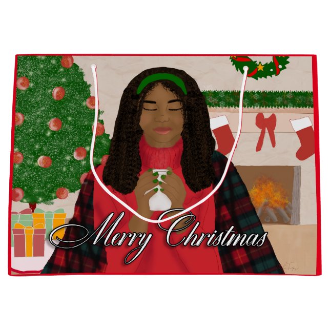 Merry Christmas in the Snow Large Gift Bag (Front)