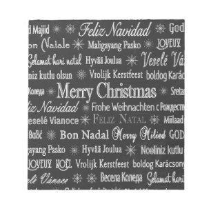 Merry Christmas in Various Languages Notepad