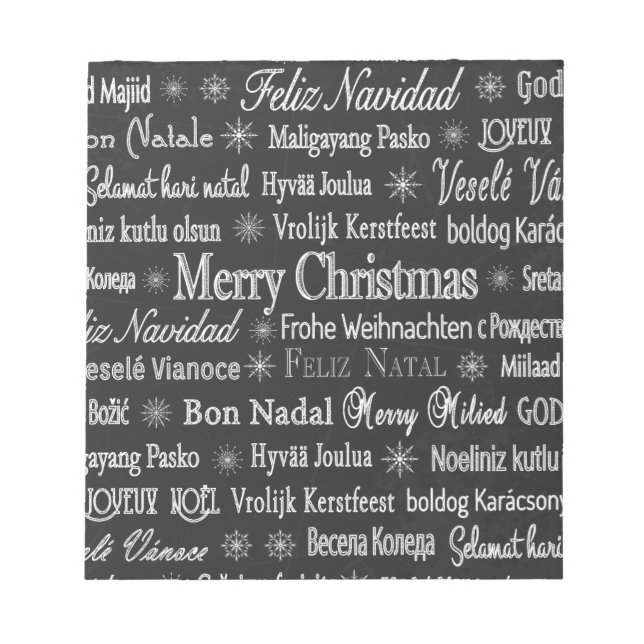 Merry Christmas in Various Languages Notepad (Front)