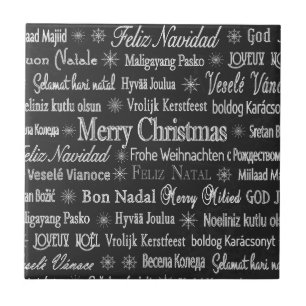 Merry Christmas in Various Languages Tile