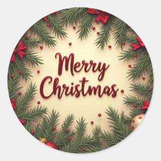 Merry Christmas in Various Patterns Classic Round Sticker