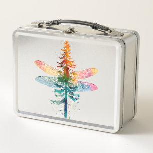 Merry Christmas insect Lover Xmas Dragonfly Christ Metal Lunch Box