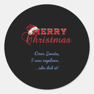 Merry Christmas Insettia Wreath Monogram T Shirt  Classic Round Sticker